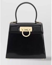 Ferragamo - Iconic Small Calf Leather Top Handle Bag - Lyst