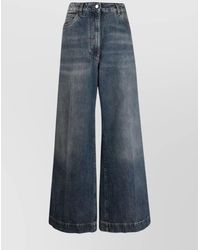 Etro - Wide Leg Cotton Jeans With Embroidered Detail - Lyst