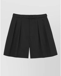 Saint Laurent - Shorts High Waist Belt Loops Pleats Pockets - Lyst