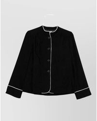 forte_forte - Corduroy Stand Collar Jacket Contrast Piping - Lyst