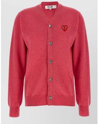 COMME DES GARÇONS PLAY - Wool V-Neck Long-Sleeve Cardigan - Lyst