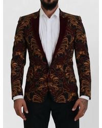 Dolce & Gabbana - Floral Velvet Single Breasted Martini Blazer - Lyst