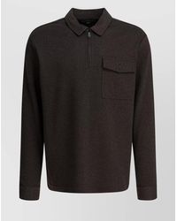 Vince - Long Sleeve Polo Shirt With Chest Pocket - Lyst