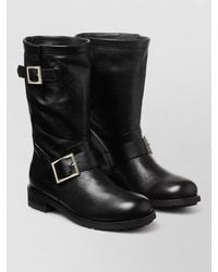 Jimmy Choo - Mid Calf Biker Boots Buckle Strap - Lyst