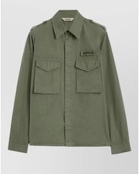 Aspesi - Field Shirt Jacket Epaulettes Buttoned Cuffs Pockets - Lyst