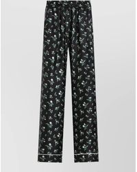Dolce & Gabbana - Wide Leg Trousers Contrast Piping Floral Pattern - Lyst
