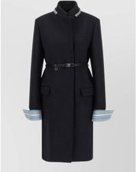 Prada - Virgin Wool Crystal Embellished Single Breasted Coat - Lyst