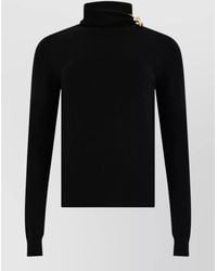 Alberta Ferretti - Wool Silk Cashmere High-Neck Long-Sleeve Sweater - Lyst