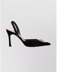 AMINA MUADDI - Velvet Embellished Slingback Pumps - Lyst
