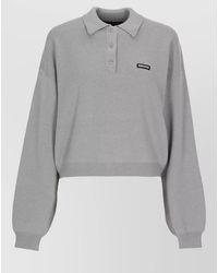 ROTATE BIRGER CHRISTENSEN - Ribbed Long-Sleeve Polo Top - Lyst