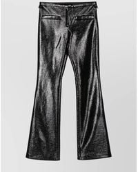 Courreges - Flared Low-Rise Trousers With Crinkled Patent Finish - Lyst