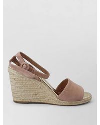 Prada - Suede Leather Ankle Strap Espadrille Sandals - Lyst