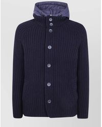 Herno - Hooded Knit Jacket Ribbed Texture - Lyst