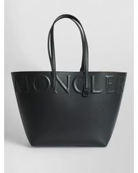 Moncler - Small Leather Tote Bag Top Handles - Lyst