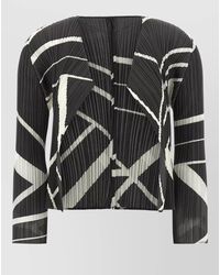 Pleats Please Issey Miyake - Printed Draped Open-Front Blazer - Lyst