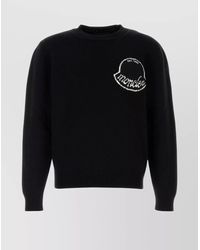 Moncler - Ribbed Cuff Long Sleeve Wool Crew Neck Sweater - Lyst