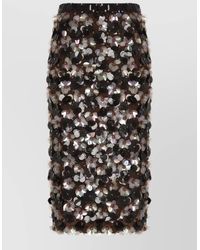 P.A.R.O.S.H. - Midi Skirt Floral Sequins And Appliqué - Lyst