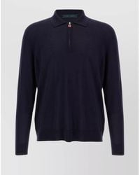 Kiton - Long-Sleeved Polo Shirt With Ribbed Collar And Cuffs - Lyst