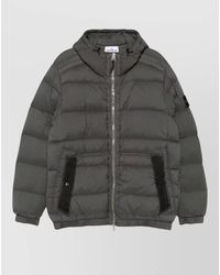 Stone Island - Hooded Down Coat Quilted Elastic Cuffs Pockets - Lyst