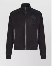 Balmain - Suede Leather Embroidered Bomber Jacket - Lyst