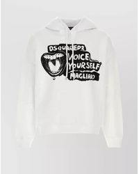 DSquared² - Cotton Sweatshirt With Hood And Graphic Print - Lyst