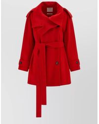 Sportmax - Virgin Wool Short Double-Breasted Trench Coat - Lyst