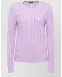 Ralph Lauren - Cable Knit Crew Neck Cotton Sweater - Lyst