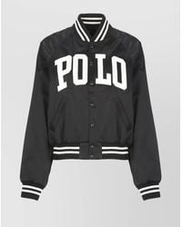 Ralph Lauren - Bomber Jacket With V Neckline And Ribbed Trims - Lyst