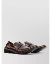 MM6 by Maison Margiela - Leather Loafers Round Toe Stitched Detailing - Lyst