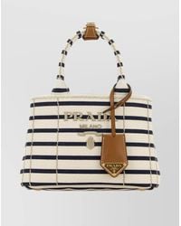 Prada - Mini Handbag With Striped Design And Tag - Lyst