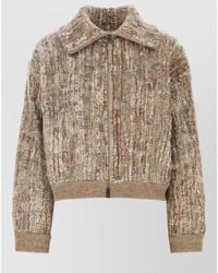 Brunello Cucinelli - Mohair Blend Bomber Jacket High Collar - Lyst