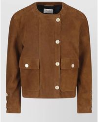 Saint Laurent - Suede Leather Single Breasted Jacket - Lyst