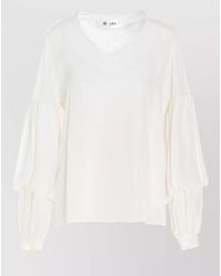 DI.LA3 PARI' - Silk Shirt Puff Sleeves V Neckline - Lyst