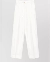 Moncler - Virgin Wool Pleated Straight-Leg Trousers - Lyst