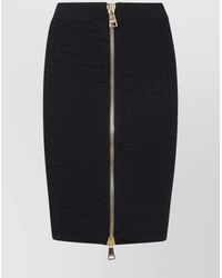 Balmain - High Waist Croco Knit Knee Skirt - Lyst