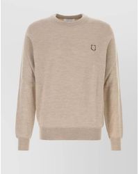 Maison Kitsuné - Wool Crew Neck Long Sleeve Sweater - Lyst
