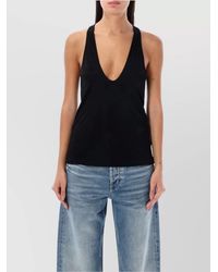 Saint Laurent - Viscose Slim-Fit Semi-Sheer U-Neck Sleeveless Top - Lyst