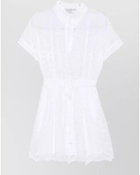 ERMANNO FIRENZE - Short Dress Drawstring Waist Eyelet Detailing - Lyst