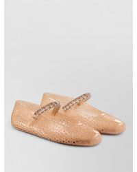 Jimmy Choo - Crystal Strap Square Toe Transparent Ballerina Shoes - Lyst
