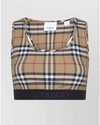Burberry - Vintage Check Printed Stretch Nylon Bra Top - Lyst