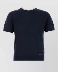 Versace - Stretch Wool Sweater Contrast Trim Crew Neck - Lyst