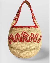 Marni - Medium Raffia Tote Bag With Top Handle - Lyst