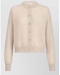 Brunello Cucinelli - Silk Blend Crew Neck Long Sleeve Cardigan - Lyst