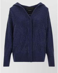 Pinko - Wool Hooded Crystal Embellished Oversized Cardigan - Lyst
