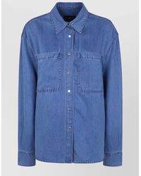 7 For All Mankind - Lyocell Shirt Long Sleeves Collared Chest Pockets - Lyst