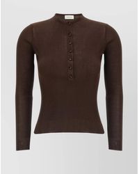 Magda Butrym - Ribbed Silk Crew-Neck Long-Sleeve Knitted Top - Lyst