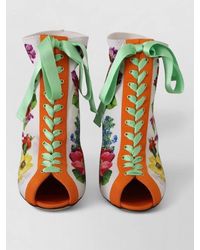 Dolce & Gabbana - Floral-Print Open-Toe Ankle Boots - Lyst