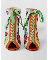 Dolce & Gabbana - Jersey Stretch Boots Peep Toe Stiletto Heels - Lyst