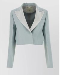 Fendi - Silk Wool Cropped Blazer - Lyst