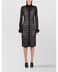 Max Mara - Cotton Shirt Collar Knee-Length Dress - Lyst